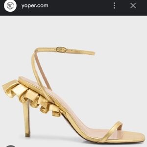 Andrea Wazen Gold Rouches Sandal Size 40